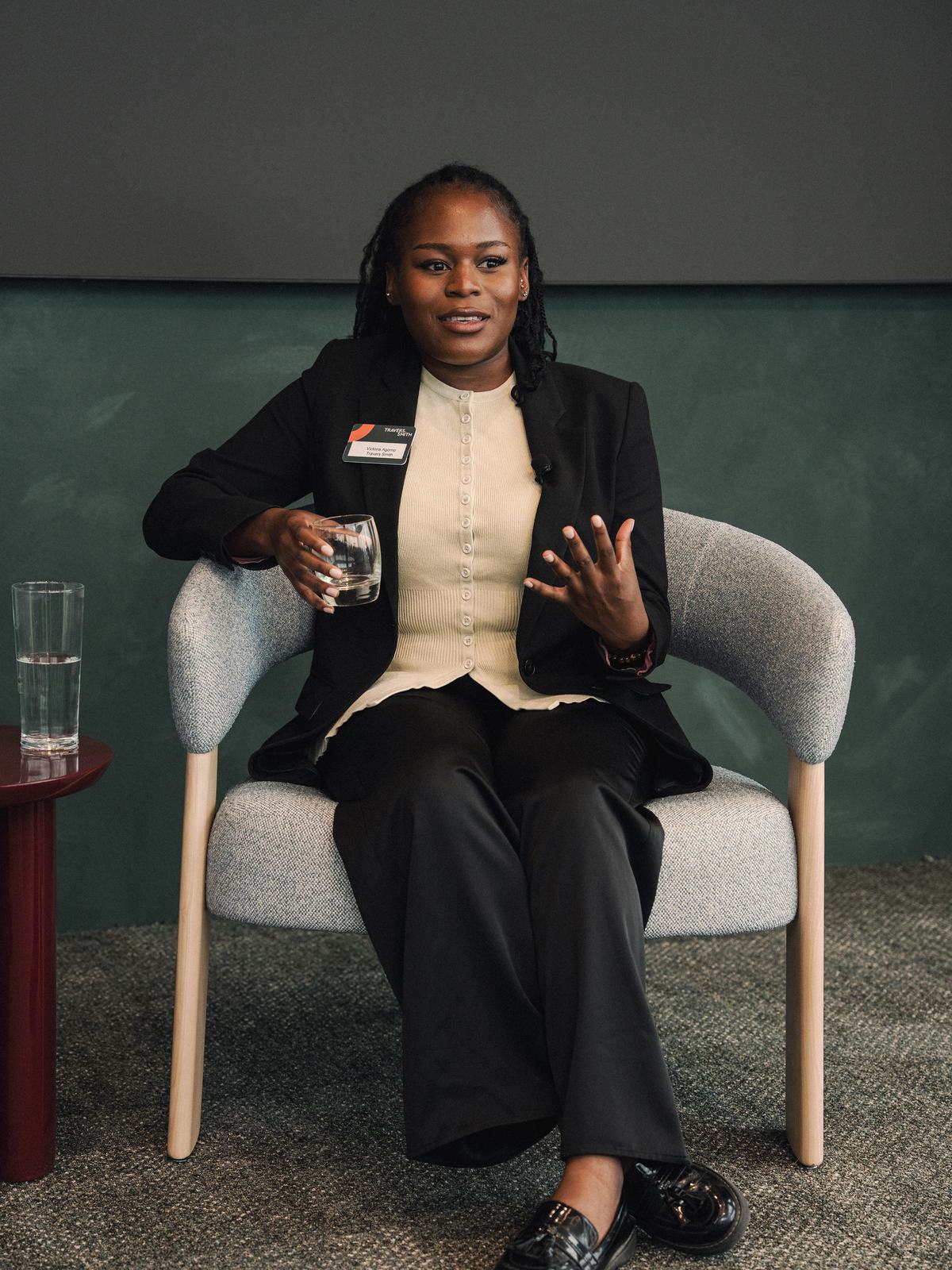 A speaker during the fireside chat